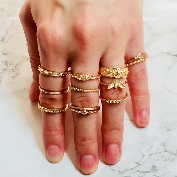 Gold Delicate Stackable Ring Set - Picture 4 of 4